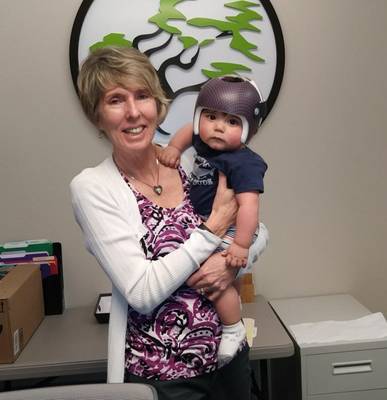 Tammy Carswell holding Aaustin at his recent checkup.